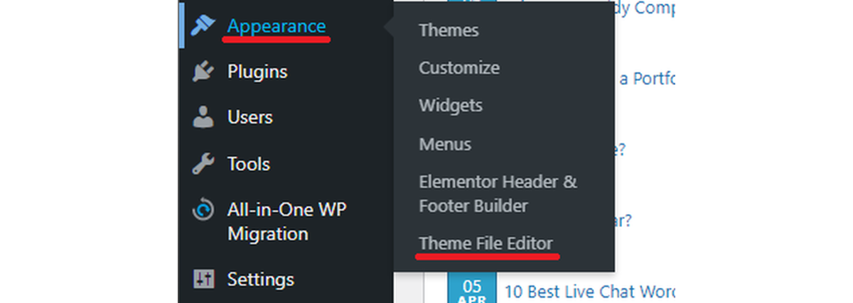 wordpress theme file editor