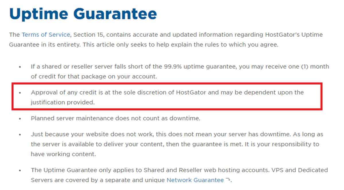 HostGator Une garantie de disponibilité douteuse