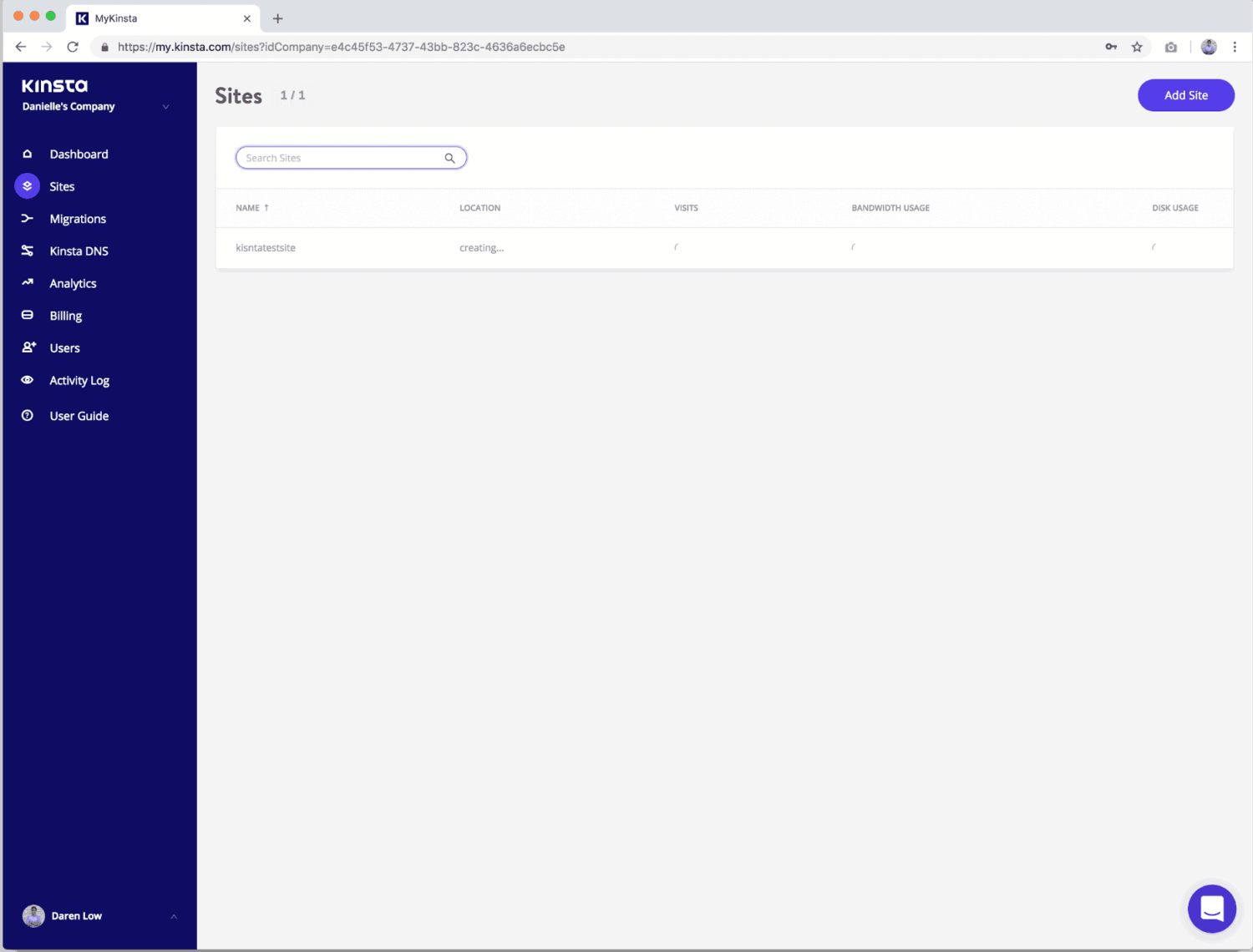 Fonctionnalités Kinsta