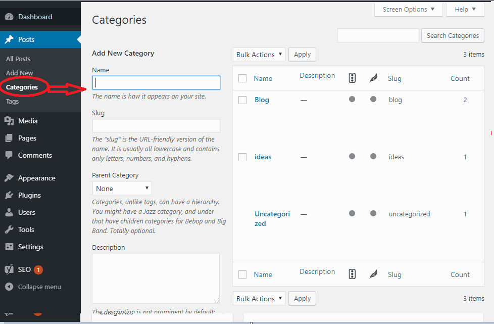 add categories