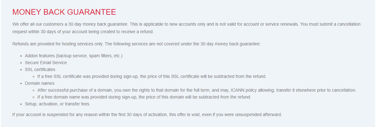 hostmetro money back policy