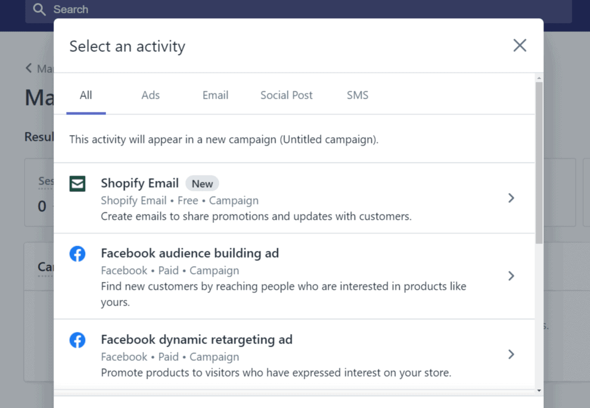 Shopify dispose d'outils marketing étendus
