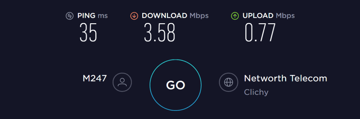 Test de vitesse de ProtonVPN en France