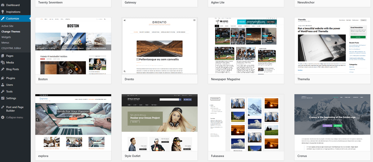 wordpress pre-built themes