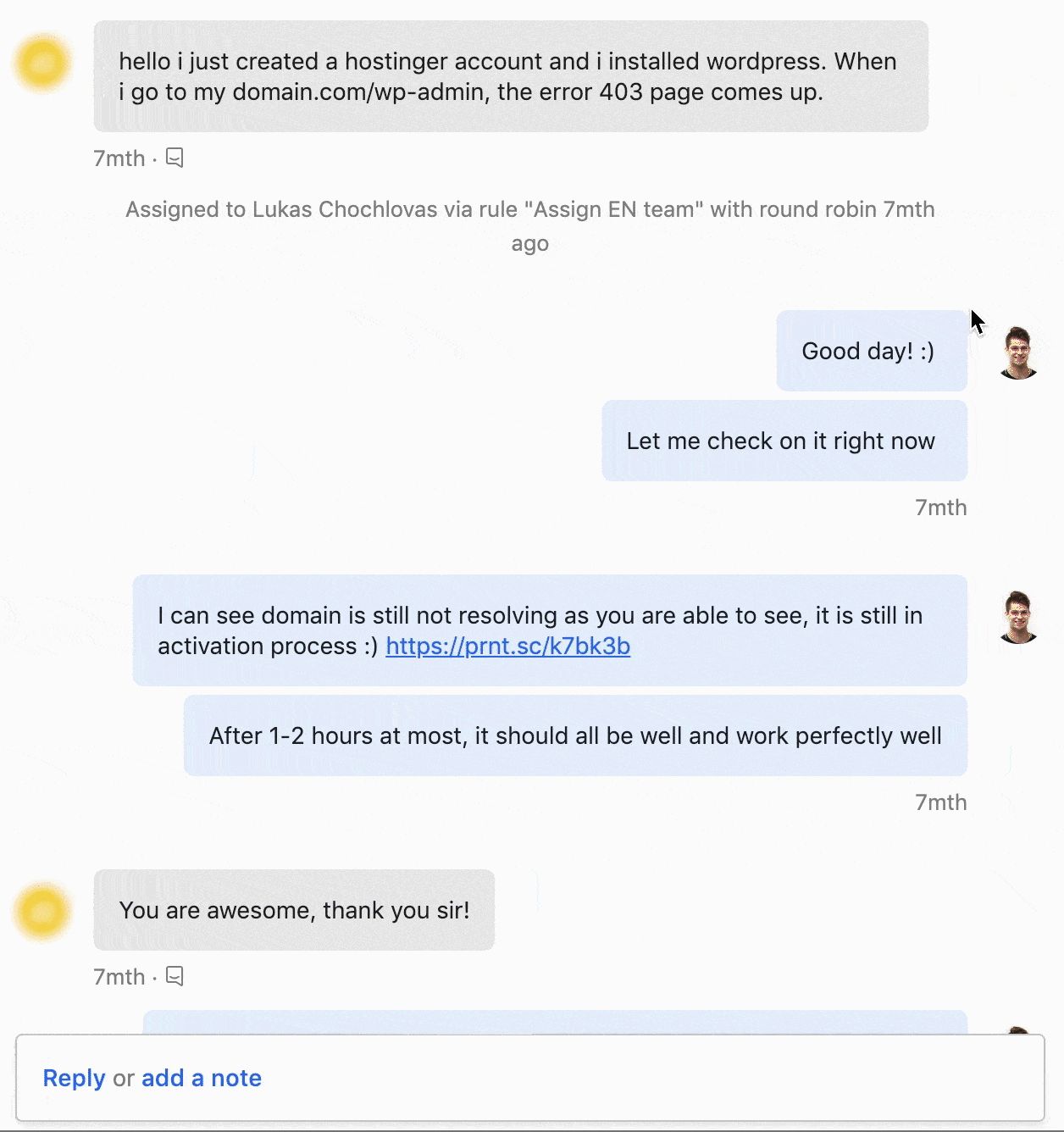 Hostinger customer support experience