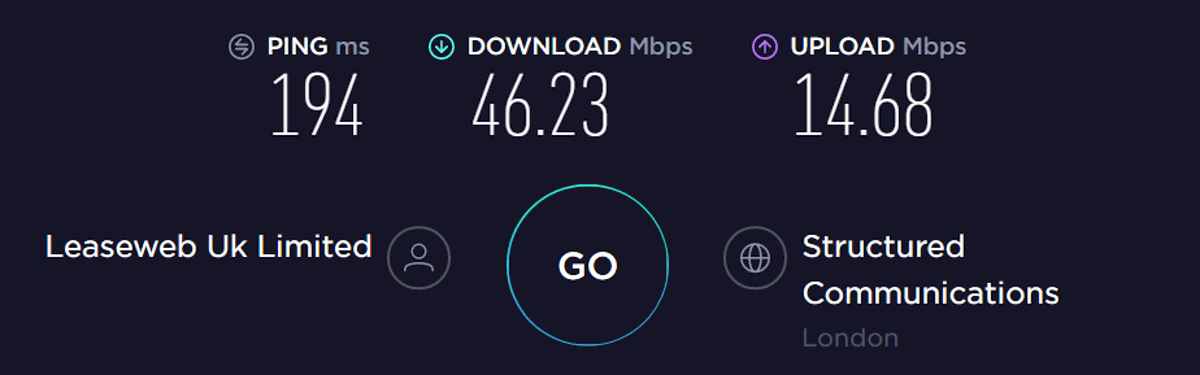 protonvpn speed test UK London