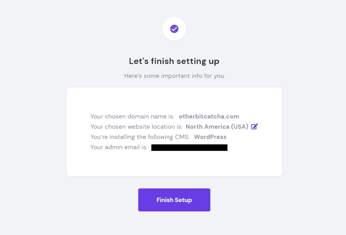 hostinger lets you review information before finish setup