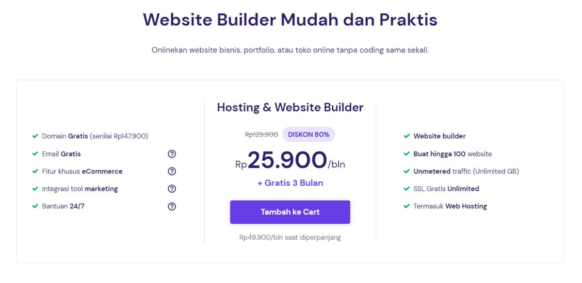 hostinger website builder plan