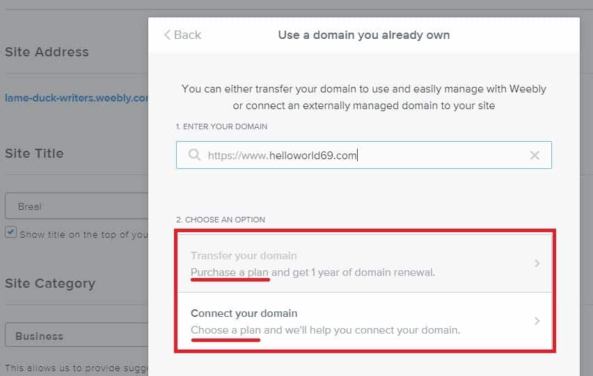 weebly domain name issues