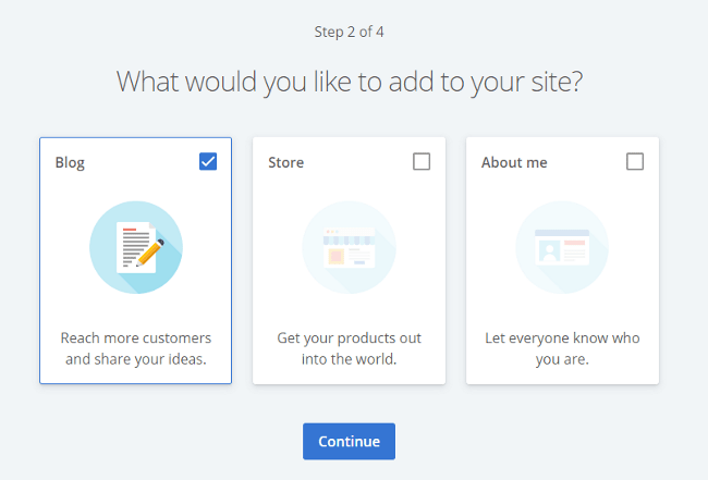 bluehost website type