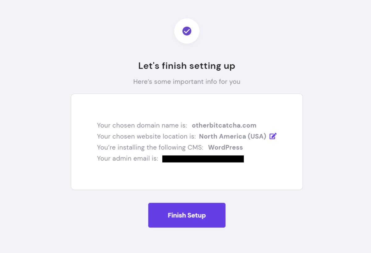 hostinger lets you review information before finish setup