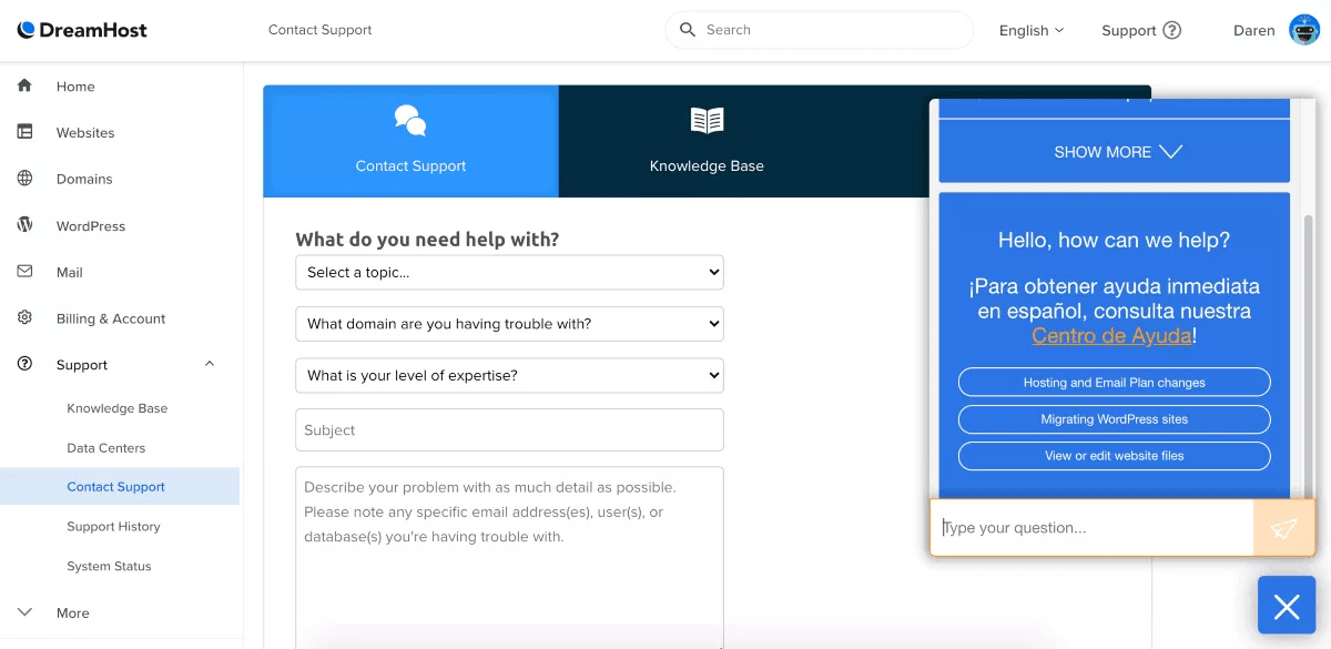 dreamhost customer support