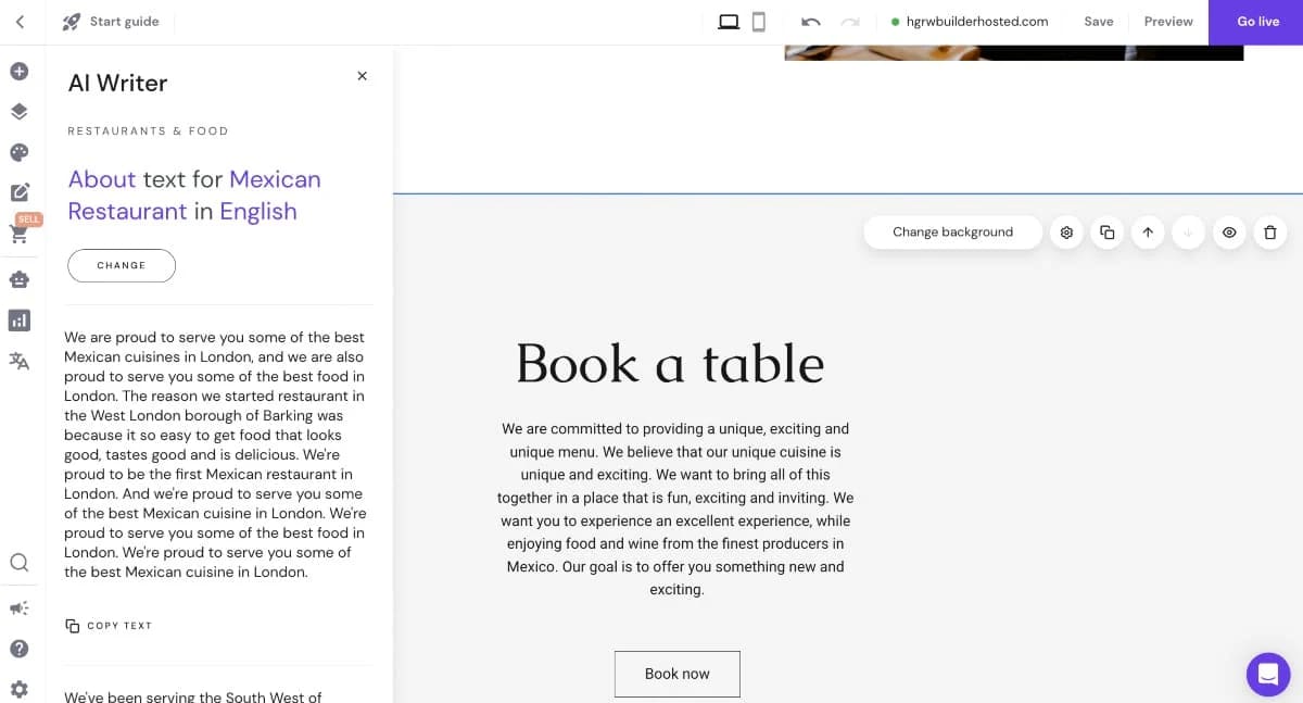 hostinger website builder AI writer