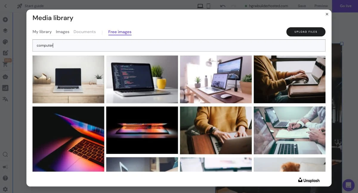 hostinger website builder free images
