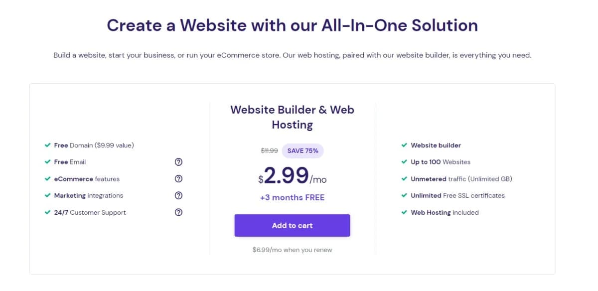 hostinger website builder plan