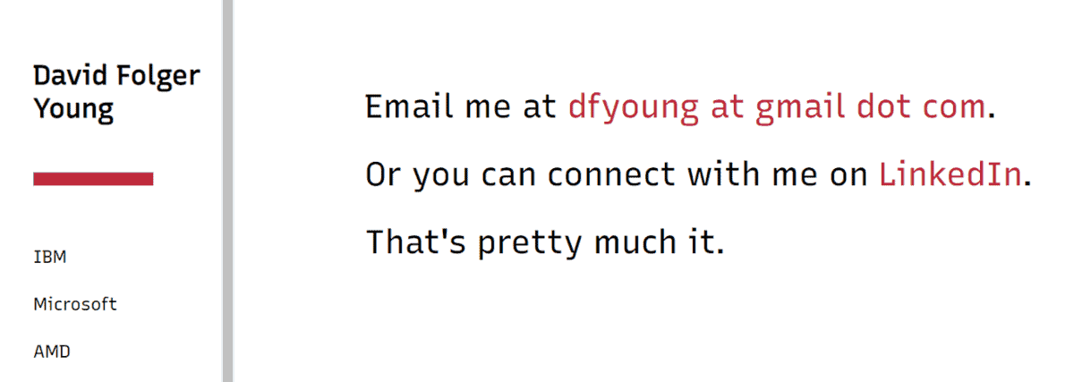 david folger youngs contact page