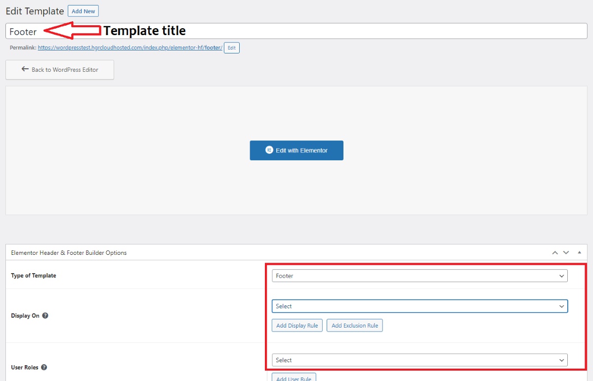 edit footer with Elementor