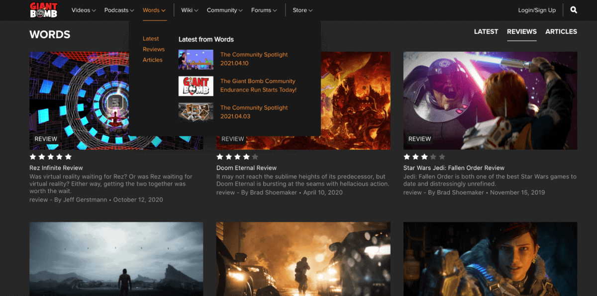 giant bomb blog page