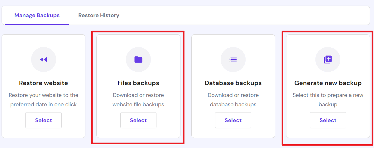 hostinger website backups feature