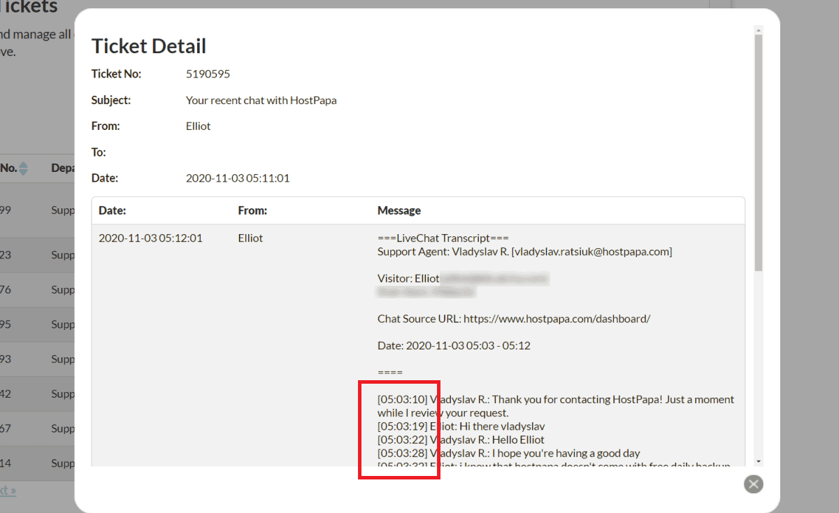 hostpapa live chat replies fast