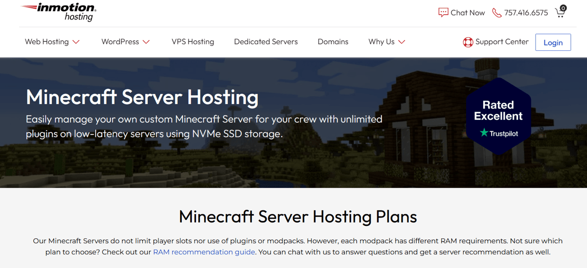 inmotion hosting minecraft server hosting providers
