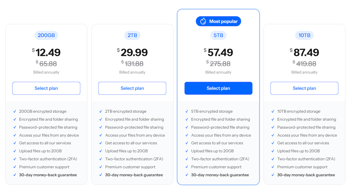 internxt cloud storage pricing