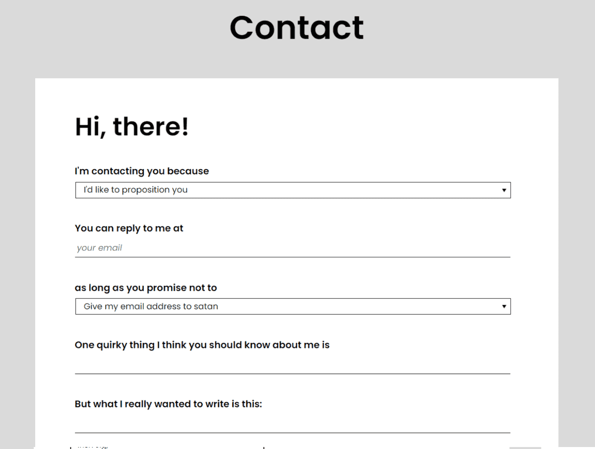 the middle finger project contact page