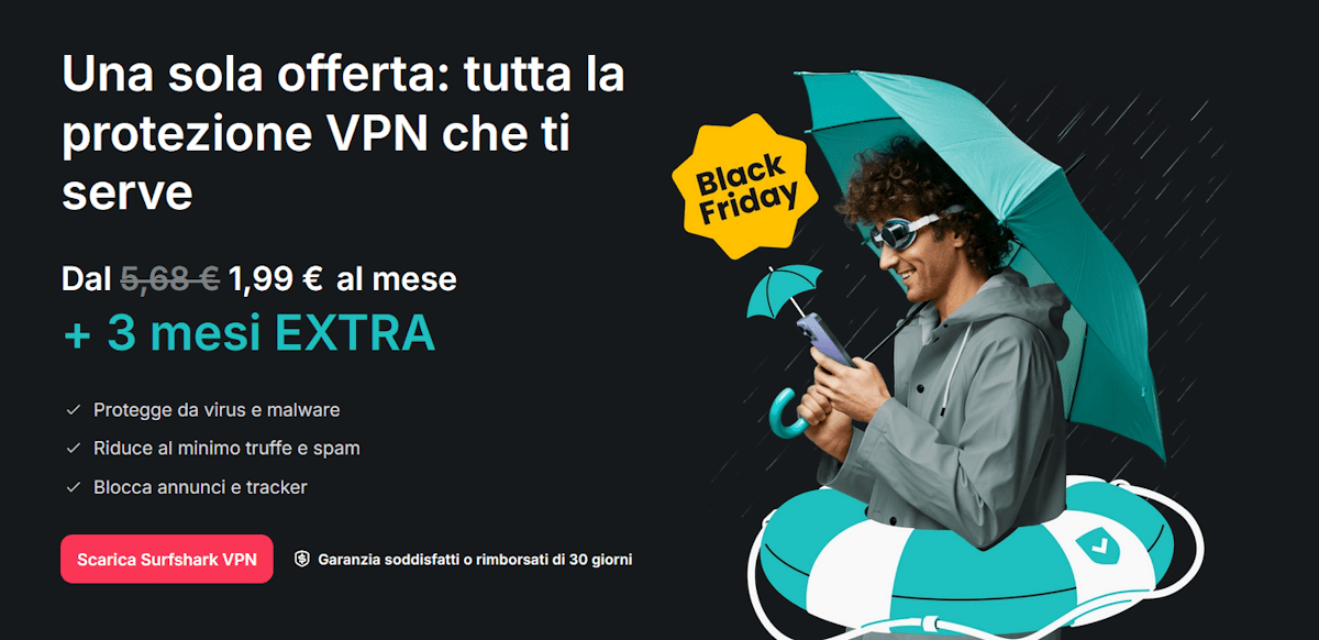 Offerte di Surfshark per Black Friday 2025