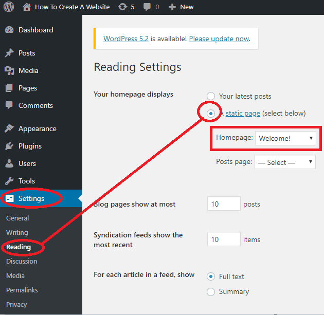 homepage setting