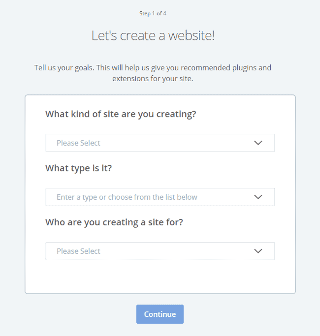 bluehost recommend plugin based on website type