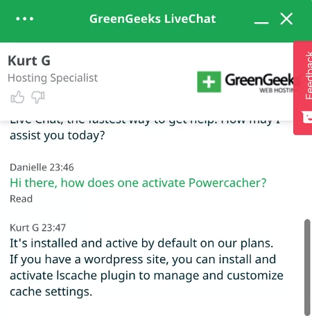 greengeeks live chat question