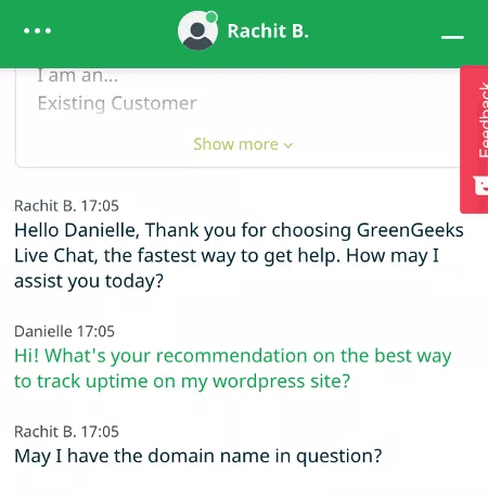 greengeeks live chat response