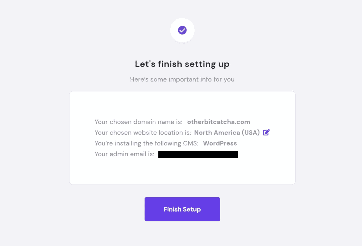 hostinger lets you review information before finish setup