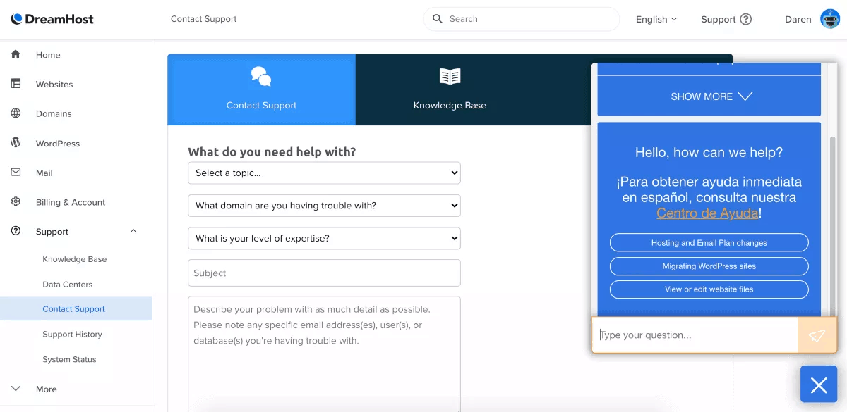 Access to award-winning customer support at DreamHost.