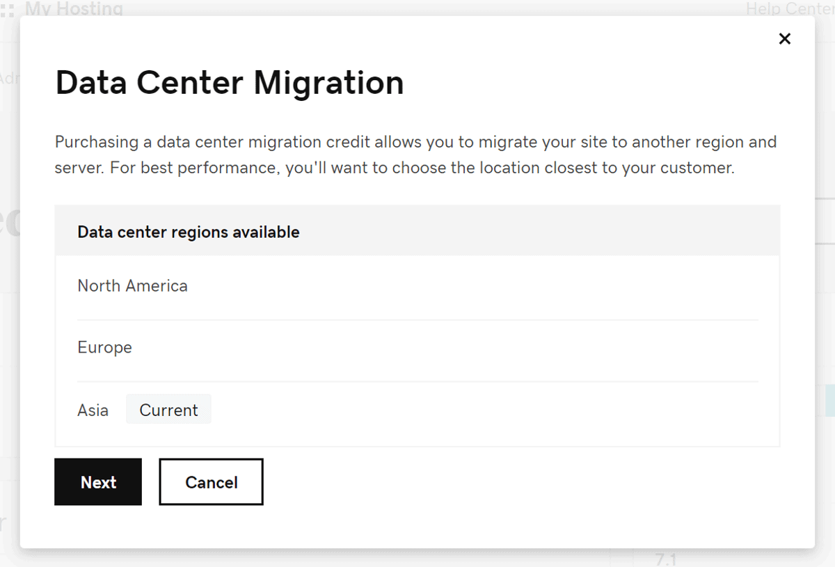 godaddy offer data center migration