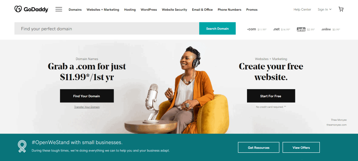 godaddy homepage