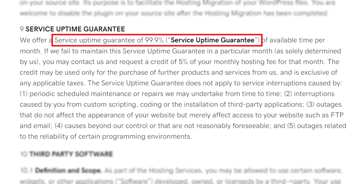 godaddy guarantees uptime 99.9%