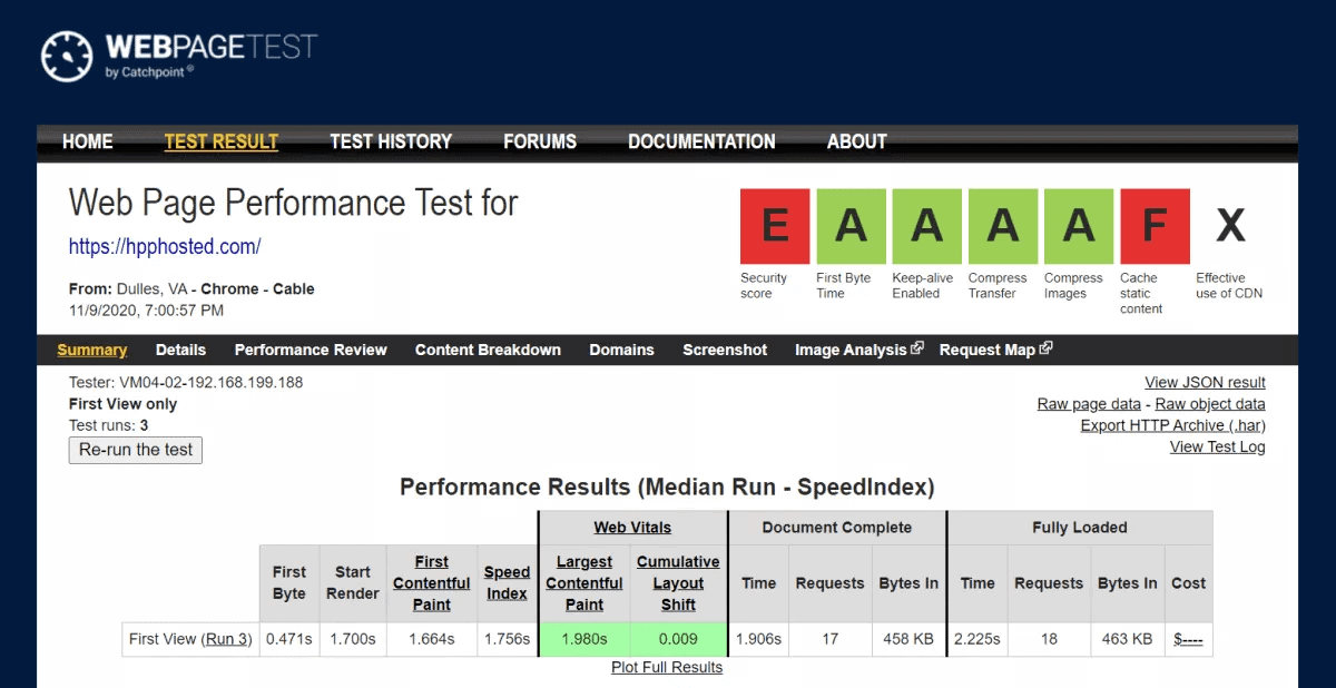 ostpapa us webpagetest result