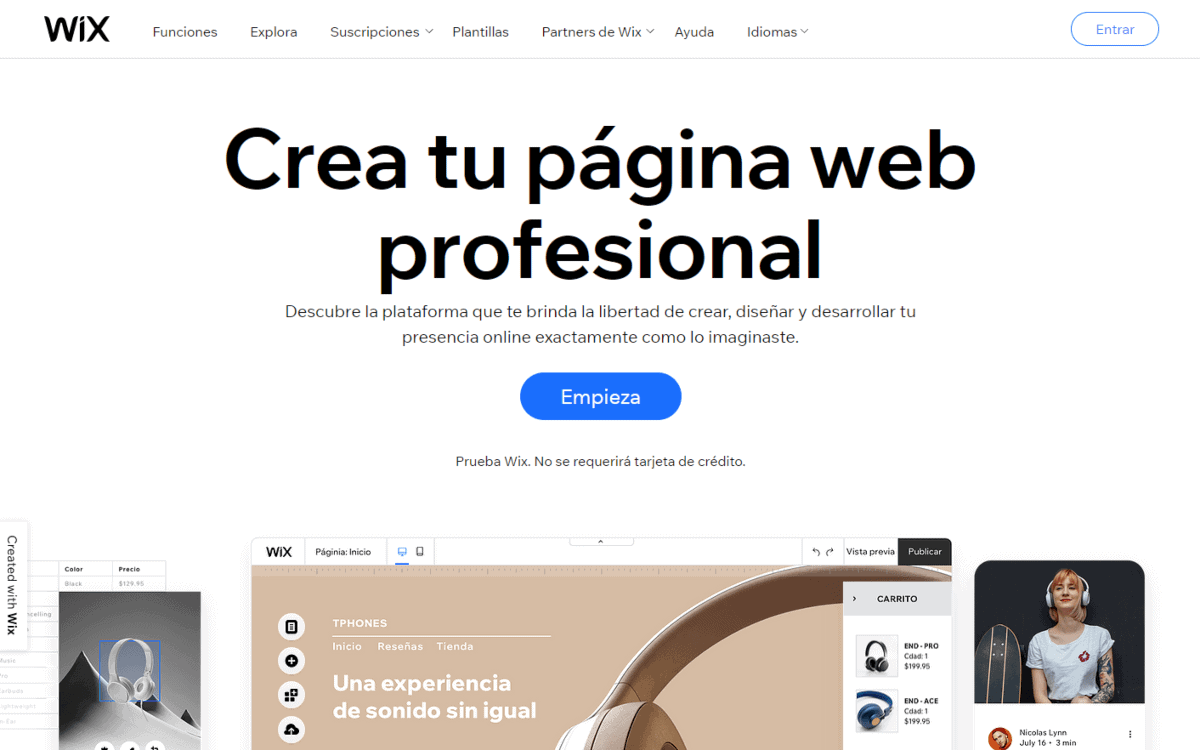 wix website homepage in spanish