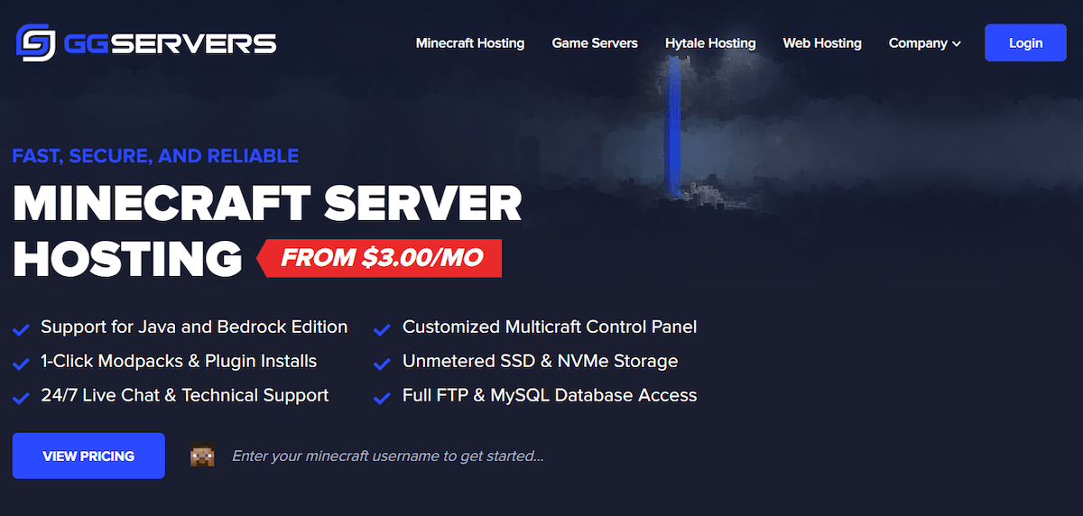 ggservers minecraft server hosting
