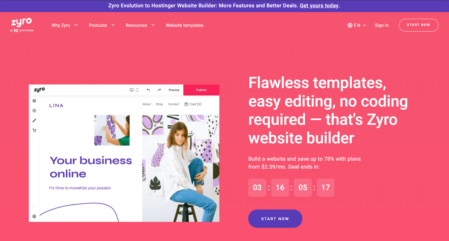 zyro blogging platform