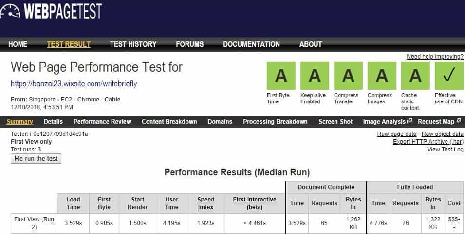 Wix Speed Test - Asia