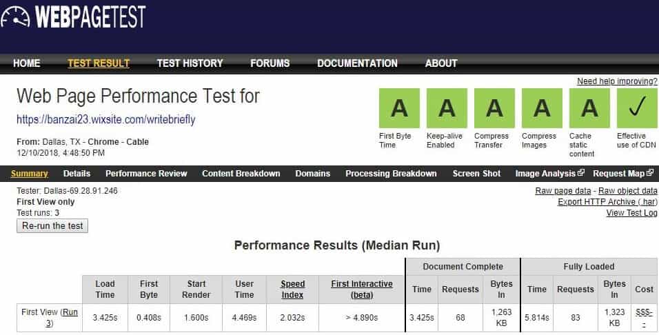 Wix Speed Test - US