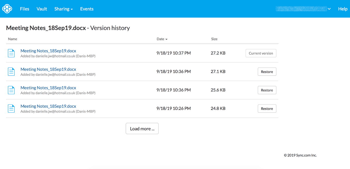 sync easy file restore