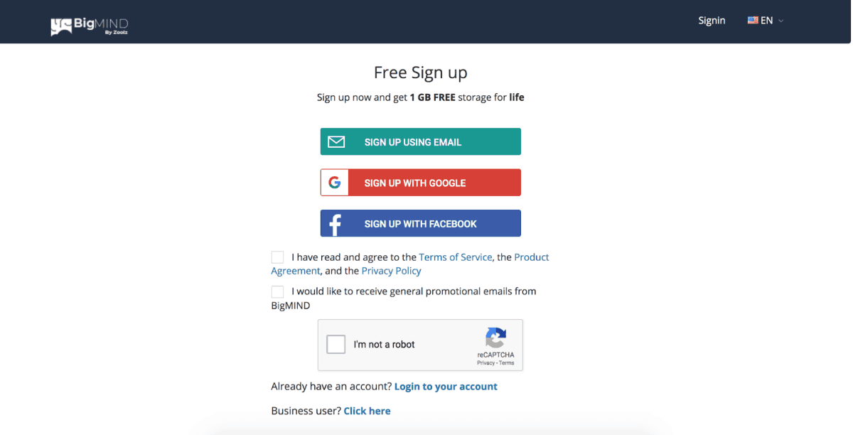 Zoolz has easy signup