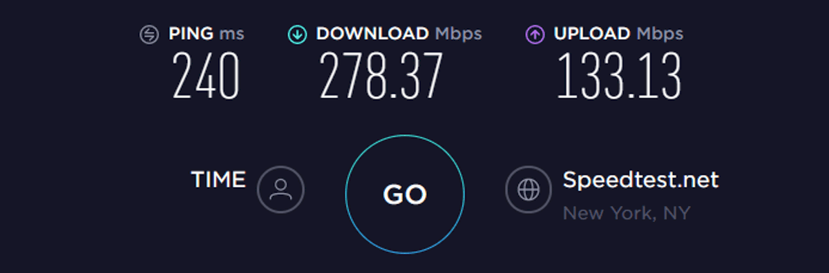 cyberghost speed test US off