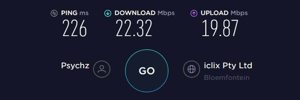 cyberghost speed test africa on