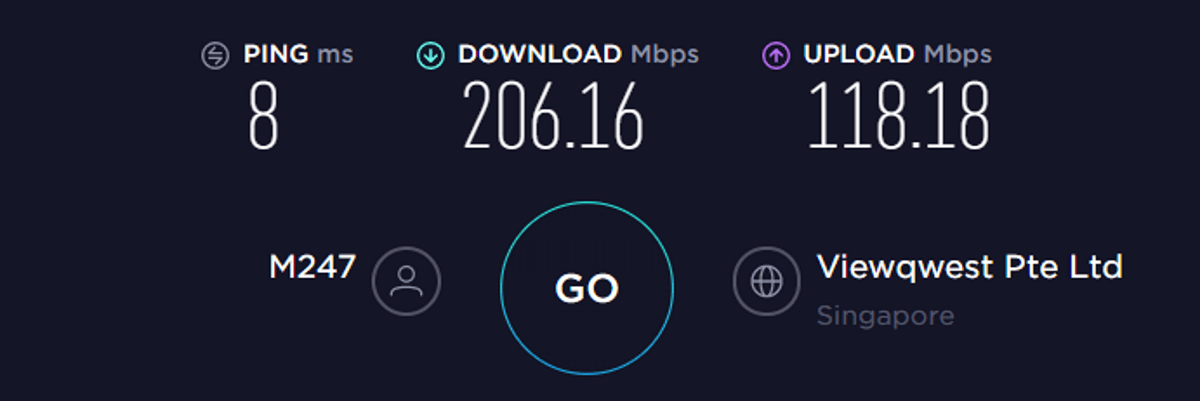cyberghost speed test asia on