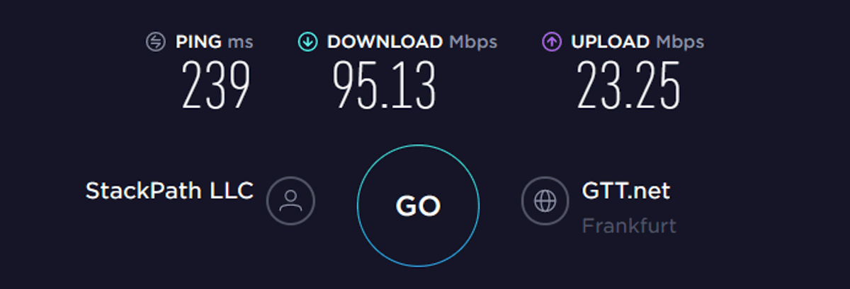 ipvanish speed test EU on