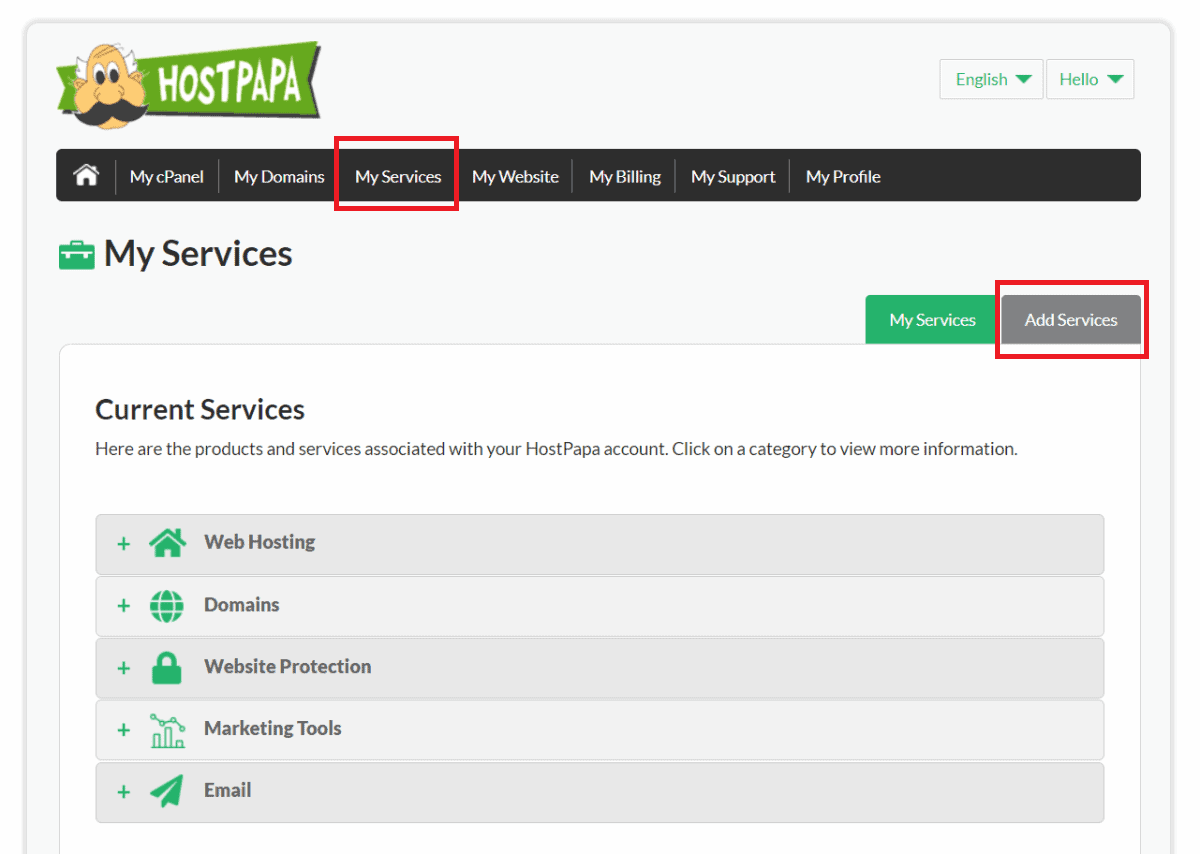 access all important function in hostpapa dashboard